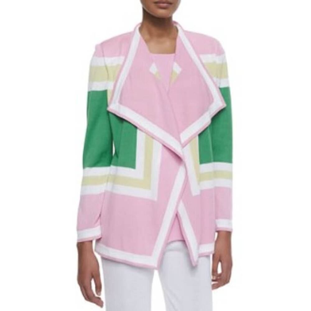 Misook Colorblock Draped Cardigan Women’s Petite Medium (Pm)